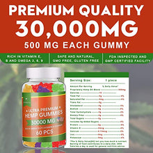 Load image into Gallery viewer, Hemp Gummies 30000MG - 100% Natural Hemp Oil Infused Gummies for Pain, Anxiety, Stress & Inflammation Relief, Calm Mood