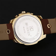 Load image into Gallery viewer, Men Watches Luxury Date Gold Male Fashion Leather Strap Outdoor Casual Sport Wristwatch with Big Dial (Gold Black)