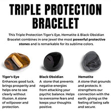 Load image into Gallery viewer, Triple Protection Bracelet - For Protection - Bring Luck And Prosperity - Hematite - Black Obsidian - Tiger Eye - Stone Bracelets
