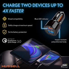 Load image into Gallery viewer, Hussell Car Charger Adapter - 3.0 Portable USB w/Fast Charge Technology & Dual Ports - Compatible w/Apple iPhone, Android, Tablet or Other USB Device