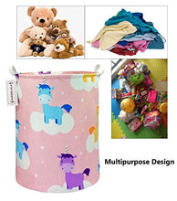 Load image into Gallery viewer, QUEENLALA Large Storage Basket,Laundry Hamper/Bathroom/Home Decor/Collapsible Round Storage Bin,Boys and Girls Hamper/Boxes/Clothing(Pink Unicorn)