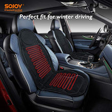 Load image into Gallery viewer, Sojoy Winter Car Seat Cushion for Driver, Warm Soft Car Seat Cover with Multi-Functional Controller for Cold Days(Black)