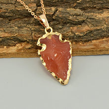 Load image into Gallery viewer, Paialco Natural Orange Agate Gemstone Rock Healing Crystal Arrow Shape Pendant Necklace