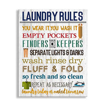 Load image into Gallery viewer, Kas Home Laundry Rules Canvas Wall Art Rustic Funny Prints Signs Framed Wood Background Bathroom HD Picture Artwork Home Decor (Laundry-02, 12 X 15 inch)