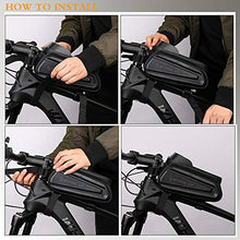 Load image into Gallery viewer, Binudum Bike Bag Front Frame Waterproof Cycling Top Tube Mount Bicycle Bag Sun Visor Large Capacity Touch Screen Holder Case Fits Phones Below 7 Inchs