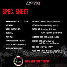 Load image into Gallery viewer, OPT7 60" Redline LED Tailgate Light Bar - TriCore LED - Weatherproof Rigid Aluminum No-Drill Install - Full Featured Reverse Running Brake Turn Signal