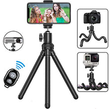 Load image into Gallery viewer, Phone Tripod,Shengsite Portable and Extendable Camera Tripod Stand with Wireless Remote 360°Rotating Adjustable Flexible Cell Phone Tripod Compatible with iPhone, Android Phone, Camera, Sports Camera