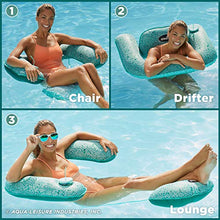 Load image into Gallery viewer, AQUA Mosaic 3-in-1 Pool Chair Lounge, Inflatable Pool Float, Multi-Purpose Pool Chair (Lounge, Drifter, Chair), Green Mosaic