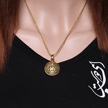 Load image into Gallery viewer, Asoodehdelan Gold Pt Iranian Persian Shir Khorshid Lion Sun Pahlavi Necklace Iran Farvahar (18" Chain)