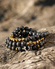 Load image into Gallery viewer, Lightock Lava Rock Evil Eye Bracelet for Women Men Necklace 8mm Beads Essential Oil Diffuser Anxiety Healing Yoga Meditation Stretch