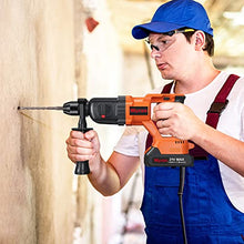 Load image into Gallery viewer, Cordless Rotary Hammer Drill, 21V Brushless 1 Inch SDS Plus Hammer Drill Kit With 2 Batteries, Charger, 1/2" Drill Chuck, 3 Drill Bits, Grease and Case–Suitable for Concrete, Wood, Stone, and Metal