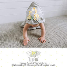 Load image into Gallery viewer, Spasilk Bath Hooded Towels & Washcloths Set for Babies, 23-Piece Gift Set, Grey, (Gift GBA23 0501)