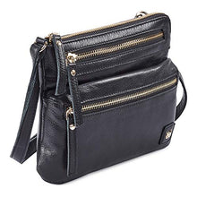 Load image into Gallery viewer, Wise Owl Accessories Small Triple Zip Real Leather Women's Crossbody- Premium Vintage Crossover Shoulder Sling Bag (Tan Nappa)
