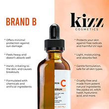 Load image into Gallery viewer, KIZZ Vitamin C Serum - Facial Skin Care Formulated with Hyaluronic Acid, Vitamin E, Aloe, Jojoba Oil & Witch Hazel - For Brightening & Moisturizing Skin - Helps Lift Fine Lines, Wrinkles - 2 fl. Oz