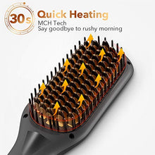 Load image into Gallery viewer, Ionic Hair Straightener Brush, Hair Straightening Brush Ceramic, Anti-Scald, LED Indicator,110V-240V, Hot Brush Hair Straightener for Quick and Professional Hair Salon at Home