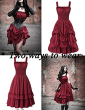 Load image into Gallery viewer, Womens Steampunk Sleeveless Dress Victorian Ruffled High Low Dress Wine L