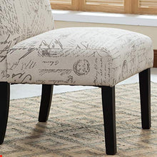 Load image into Gallery viewer, Roundhill Furniture Botticelli English Letter Print Fabric Armless Contemporary Accent Chair, Single