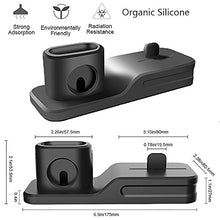 Load image into Gallery viewer, Compatible iPhone Apple Watch AirPods Phone Watch Charging Stand 3 in 1 Silicone Holder for iPhone Xs Max/XS/XR/X/8/8 Plus/7/7 Plus/6s/6s Plus Charger Dock iWatch Series 3/2/1 AirPods - Black