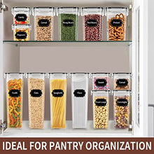 Load image into Gallery viewer, Airtight Food Storage Containers Set with Lids - 24 PCS, BPA Free Kitchen and Pantry Organization, PRAKI Plastic Leak-proof Canisters for Cereal Flour & Sugar - Labels & Marker, Black