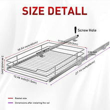 Load image into Gallery viewer, Pull Out Cabinet Organizer, Tksrn Heavy Duty Slide Out Pantry Shelves Sliding Drawer Storage For Kitchen, Bathroom, Home, 12.4" W x 16.5" D, Wire Frame, Chrome Finish