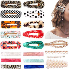 Load image into Gallery viewer, 20 Pieces Acrylic Resin Hair Barrettes Gold Duckbill Totoise Clips Pearl Hair Barrettes Fashion Geometric Alligator Hair Clips for Women and Youngster Ladies Hair Accessories