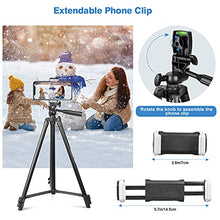 Load image into Gallery viewer, UBeesize 50” Phone Tripod Stand, Aluminum Lightweight Tripod for Camera and Phone, Cell Phone Tripod with Phone Holder and Carry Bag, Compatible with iPhone & Android