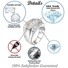 Load image into Gallery viewer, Men's Sterling Silver .925 Designer Triple 3 Row Ring Featuring Invisible and Channel Set Cubic Zirconia (CZ) Stones, Platinum Plated Jewelry (11)