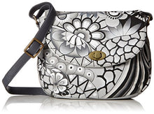 Load image into Gallery viewer, Anna by Anuschka Women's Genuine Leather Flap-Over Cross Body | Hand Painted Original Artwork | Patchwork Pewter