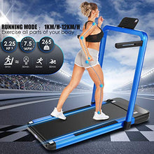 Load image into Gallery viewer, ANCHEER 2 in1 Folding Treadmill, 2.25HP Under Desk Electric Treadmill with Remote Control and Bluetooth Speaker & LCD Monitor, Installation-Free, Exercise Fitness Machine for Home/Office Use (Blue)