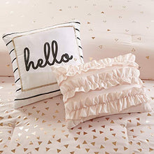 Load image into Gallery viewer, Intelligent Design Zoey Triangle Metallic Print, Cozy Comforter Set All Season Bedding Set, Matching Sham, Decorative Pillow, Twin/Twin XL, Blush/Rosegold 4 Piece