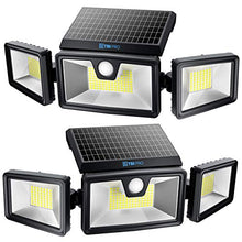 Load image into Gallery viewer, TBI Security Solar Lights Outdoor 216 LED 2200LM, 6500K - Extra-Wide Adjustable 360° 3 Heads with 3 Modes,Wireless Motion Sensor 40ft - Waterproof IP65 Spot Flood Lights Solar Powered 2200mah(2 Pack)