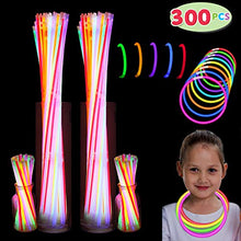 Load image into Gallery viewer, 300 Pack Glow Sticks with 100 22” Necklaces + 200 8” Bracelets Connector Included; Glow in The Dark Halloween Party Bulk Supplies, Neon Light Up Accessories for 4th of July & Independent Day