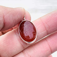 Load image into Gallery viewer, Yemeni Red Aqeeq Stone Pendant For Ladies | Aqeeq Pendant | Aqeeq Necklace | Aqeeq Shia | Akik Stone | Abyssinian Stone | Sterling Silver 92.5 | Engraved Aqeeq |Wa In Yakadul Lazina Verse Yemeni Agate
