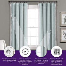 Load image into Gallery viewer, Lush Decor Blue Rosalie Window Curtains Farmhouse, Rustic Style Panel Set for Living, Dining Room, Bedroom (Pair), 108” x 54