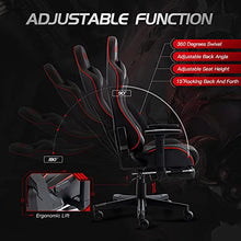 Load image into Gallery viewer, SMAX Gaming Chair with Footrest Thicken Seat Computer Gamer Chair with 3D Armrest PU Leather Headrest and Lumbar Support Racing Style High Back Video Game Chairs for Adults Black
