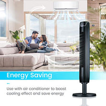 Load image into Gallery viewer, Tower Fan, 42 Inch Portable Oscillating Quiet Cooling Fan with Remote Controlled, 3 Modes and Speed Settings, Built-in Timer LED Display Stand Up Floor Fans Safe for Bedroom, Home Office Use, Black