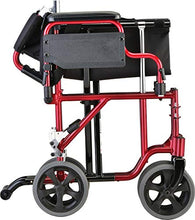Load image into Gallery viewer, NOVA Medical Products Lightweight Transport Chair with Removable & Flip Up Arms for Easy Transfer, Anti-Tippers Included, Red, 19"