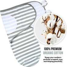 Load image into Gallery viewer, Swaddle Blanket, Baby Swaddle Wrap for Infant (0-3 Month), Adjustable Newborn Swaddle Set, 3-Pack Soft Organic Cotton, Grey