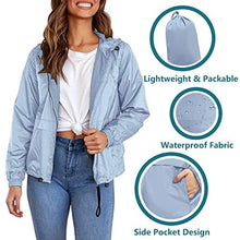 Load image into Gallery viewer, TECREW Women Full Zip Running Track Jackets Lightweight Packable Hooded Raincoat Outdoor Windbreaker
