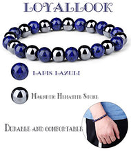 Load image into Gallery viewer, LOYALLOOK 3Pcs Men Women Reiki Healing Bracelet Energy Natural Tiger Eye Stone Magnetic Hematite Therapy Beads Bracelet Elastic Rope