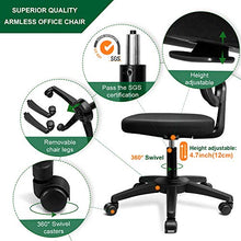 Load image into Gallery viewer, KOLLIEE Armless Mesh Office Chair Ergonomic Comfortable Armless Desk Chair Small Black Adjustable Computer Chair No Armrest Mid Back Swivel Task Chair for Small Spaces