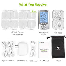 Load image into Gallery viewer, AUVON Rechargeable TENS Unit Muscle Stimulator, 3rd Gen 16 Modes TENS Machine with 8pcs 2"x2" Premium Electrode Pads (American Gel) for Pain Relief