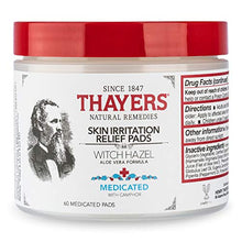 Load image into Gallery viewer, THAYERS Medicated Aloe Vera Topical Pain Relief Pads, Witch Hazel, 60 Count (7002)