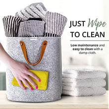 Load image into Gallery viewer, FELFA Storage Basket Set 3 - Decorative Floor Bins with Handles, Blanket Baskets for Living Room, Hamper for Toys, Plant Basket.