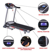 Load image into Gallery viewer, Sunny Health & Fitness Portable Treadmill with Auto Incline, Device Holder, Pulse Grips, 220 LB Max Weight and Shock Absorbers - SF-T7705