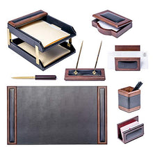 Load image into Gallery viewer, Dacasso Walnut and Black Leather Desk Set, 10-Piece