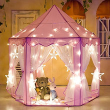 Load image into Gallery viewer, Porpora Kids Indoor/Outdoor Princess Castle Play Tent Fairy Princess Portable Fun Perfect Hexagon Large Playhouse Toys for Girls,Boys,Childrens Gift/Present Extra Large Room 55"x 53"(DxH) Pink LED