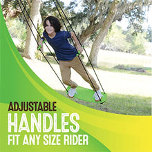Load image into Gallery viewer, Swurfer Kick Stand Up Surfing Tree Swing Outdoor Swings for Kids Up to 150 Lbs - Hang from Up to 10 Feet High - Includes 24" SwingBoard, UV Resistant Rope, & Handles, Green