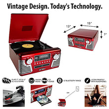 Load image into Gallery viewer, Victrola 50's Retro Bluetooth Record Player & Multimedia Center with Built-in Speakers - 3-Speed Turntable, CD Player, AM/FM Radio | Vinyl to MP3 Recording | Wireless Music Streaming | Red