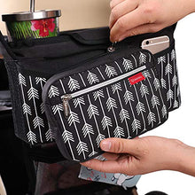 Load image into Gallery viewer, Lekebaby Baby Stroller Organizer with Insulated Cup Holders Universal Fit for All Baby Stroller Models Ultimate Accessory for Parents On-The-go, Arrow Print, Black